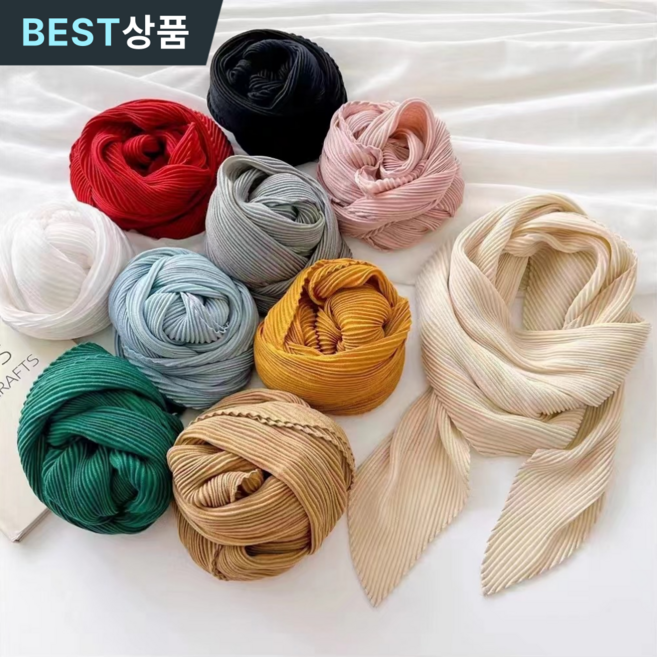 모이로브 주름스카프 골지 플리츠 여성 머플러