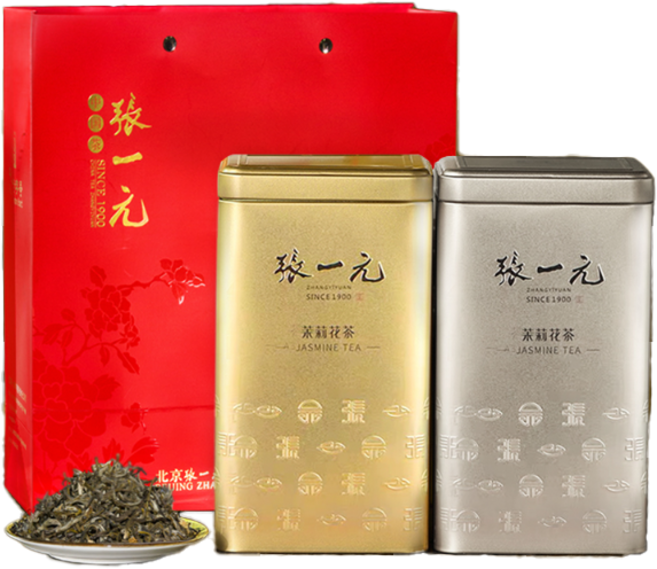 쟈스민차 장일원 차잎특급 향긋한 재스민 차 금 은통2캔 모첨+재스민 440g, 1개입