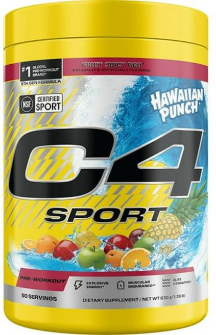 C4 스포츠 프리워크아웃 파우더 하와이안 펀치 프루트 50회양 630g 팬트리 탕비실, 3개