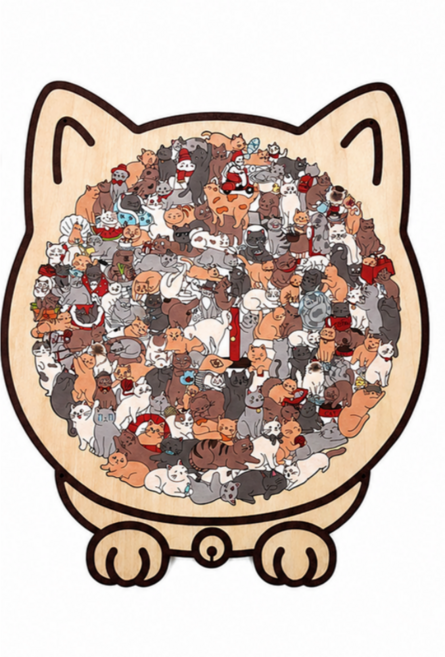 고양이 강아지 직소퍼즐 입체 나무 원목 3D, 1세트