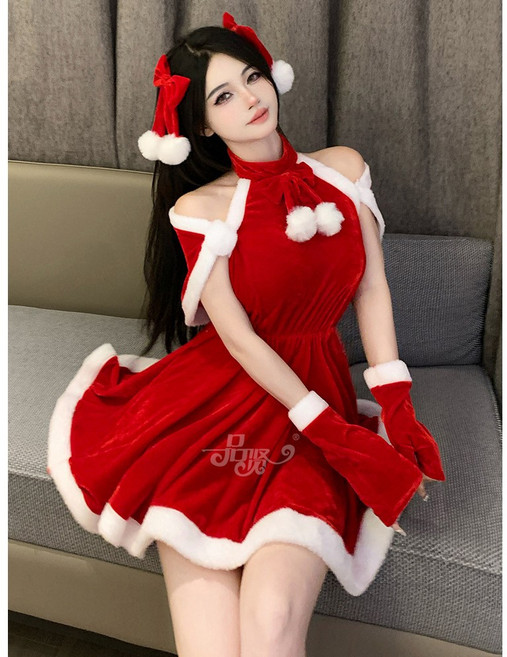 크리스마스 벨벳 산타의상 파티의상