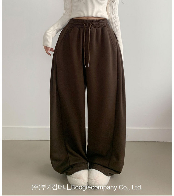 부기샵 팬츠 군살커버 퍼트 사이드 폴링 핀턱 와이드 트레이닝 롱팬츠