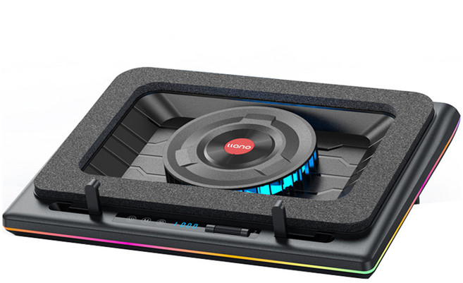 llano V12 터보팬 RGB 라이트닝 노트북 쿨링 받침대, 1개, 블랙