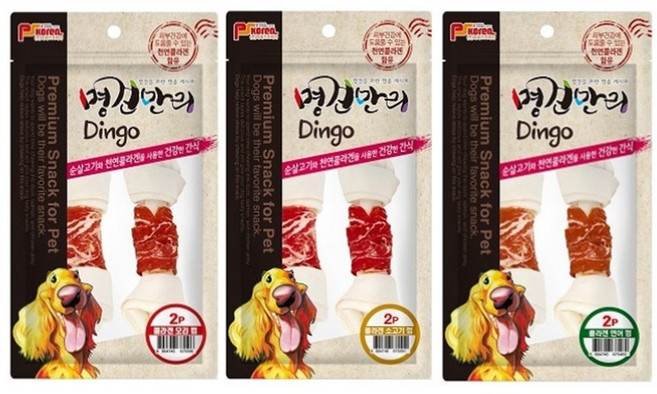 명견만리 딩고껌 2P 강아지 간식 60g 오래먹는 개껌 소고기 오리 연어 우피껌 대형견 큰개껌, 1개, 소고기  2P