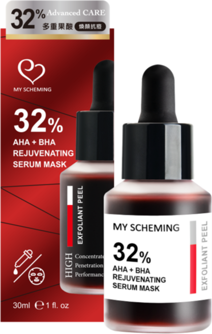 我的心機 32%多重果酸煥膚透嫩精華面膜, 1件, 30ml