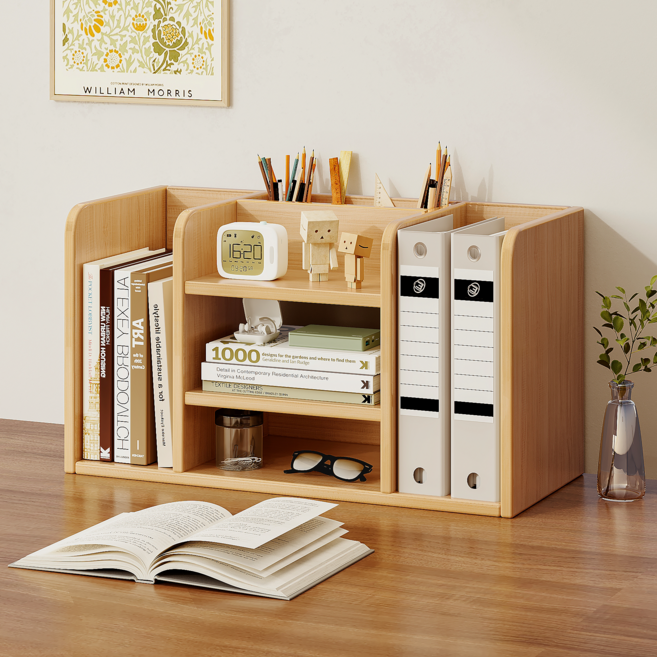 스피드박스 2단식 탁상용 책꽃이 수납장 책장 문구 수납 선반 60*24*34cm, 2단, 원목색