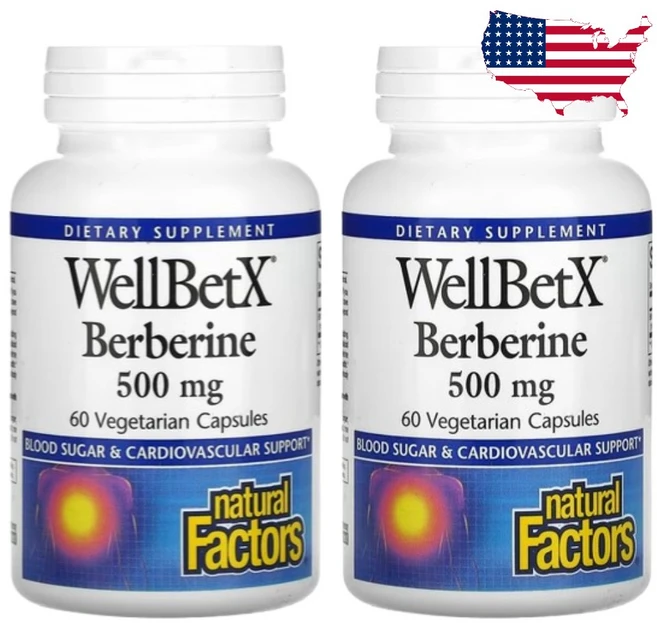네츄럴팩터스 WellBetX 베르베린 500 mg 60정 버버린 베르베리 2병, 2개 - 쿠팡