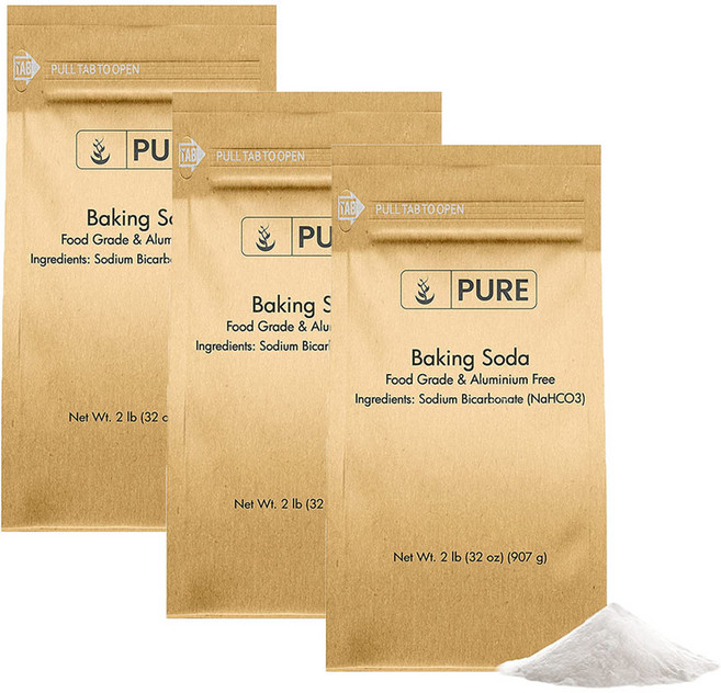 Pure Organic 식용베이킹소다 탄산수소나트륨 Sodium Bicarbonate 907g 3개