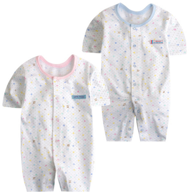 BAEBAE 유아 아기 신생아 여름 옷 7부 자가드 우주복 심플 돛단배7부우주복