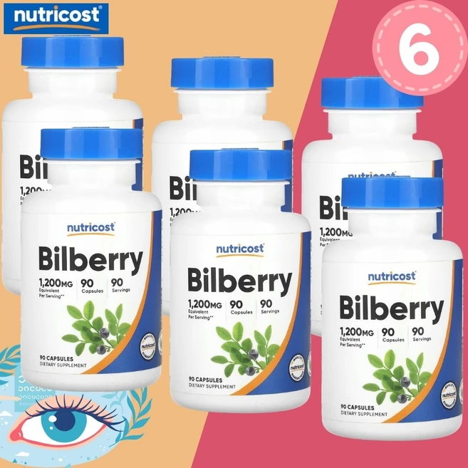 뉴트리코스트 빌베리 1200mg 90캡슐 6개, 90정 - 쿠팡