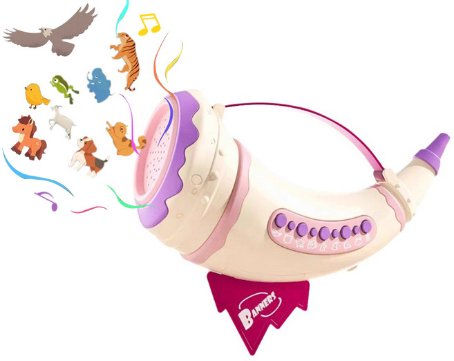 ALLILIO 아기 장난감 지능개발 나팔 동물 울음소리 멜로디완구 유치원악기, 로즈핑크, 1개