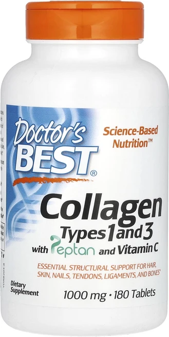 Doctor's Best 펩탄 및 비타민C 함유 콜라겐 1형 및 3형 1000mg 180정, DoctorsBest펩탄및비타민C함유콜라겐1형및3형10, 1개 - 쿠팡