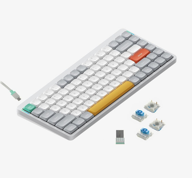nuphy Air75 V2 휴대용 75% 기계식 키보드 Bluetooth/2.4G/USB-C RGB 지원 Windows/Mac OS/Linux 호환 White-Gateron Blu, 게이트론 레드 스위치, 블랙