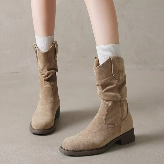 쏭스마켓 스웨이드 셔링 웨스턴 미들 부츠 0345