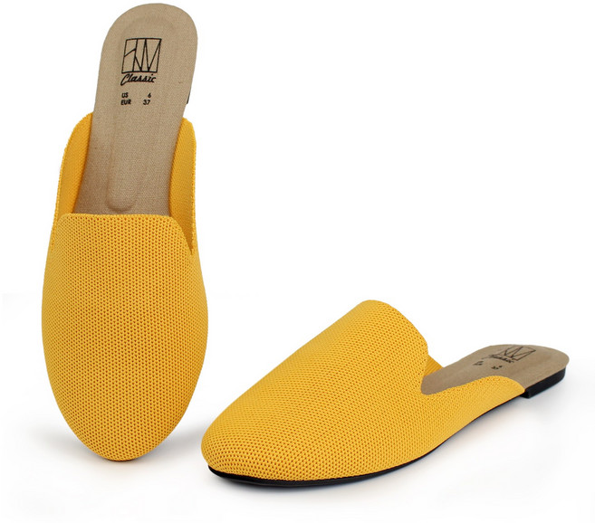 HAWKWELL 여성 니트 백리스 뮬 슬립온 로퍼 플랫 워킹화