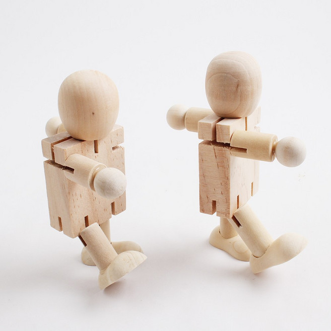 무브원목인형 1개 무브 나무 관절 인형 목각 로봇 춤추는 동물 만들기, 원목