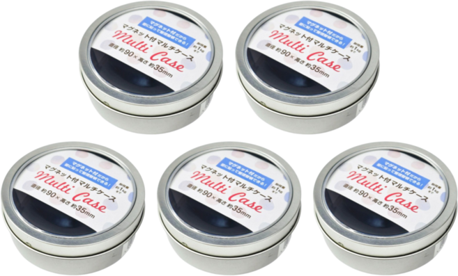 마그네틱 원형 투명창 틴케이스 자석 부착형 소품 틴케이스 다용도 틴케이스, 5개