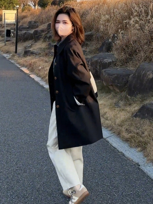 氣質休閒風衣外套女中長款韓版寬鬆大衣