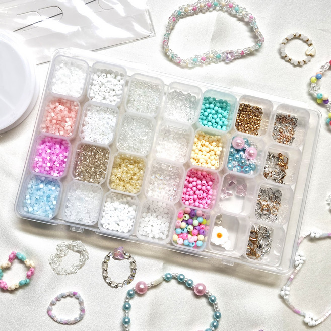 리니팜 올인원 프리미엄 비즈 공예 세트 키링 팔찌 만들기, 아이스크림 테마, 1세트