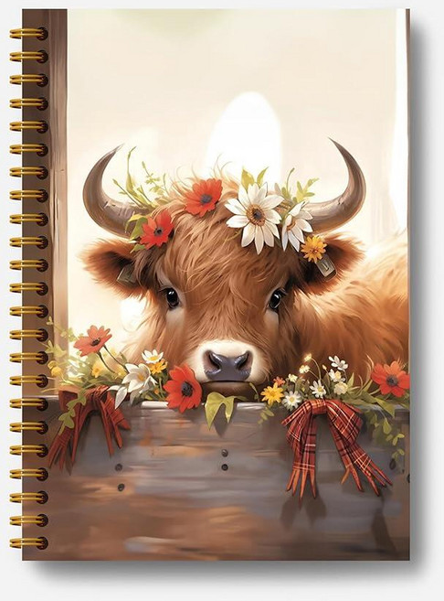 Guymn Autism Highland Cow 노트 자폐 엄마 선물 저널 Neurovarious ASD 인식 수용 하드커버 나선형 노트 여성용 하이랜드 소 선물 14.9, Highland Cow-13