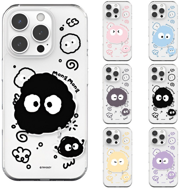 아이폰17 16 15 14 13 12 프로 맥스 정품 몽몽두들 에어범퍼 젤하드 케이스 +그립 톡홀더 세트