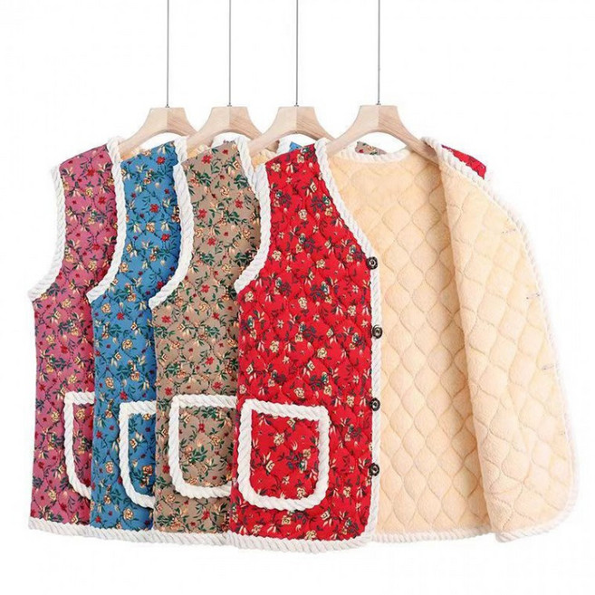 리치언니 누빔 할머니 엄마 김장 방한 털 조끼