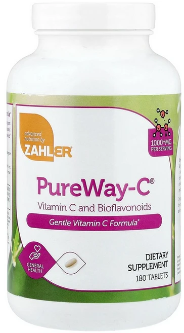 잘러 PureWay-C 비타민 C and 바이오플라보노이드 1000+ mg 180정, Zahler, PureWay-C®, Vitamin C, 2개 - 쿠팡