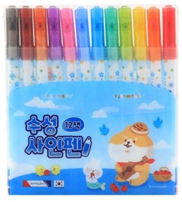 (모닝글로리) 4500 수성 싸인펜 12색 사인펜, 1개, 남아용