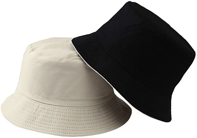 옴니 1+1 빅사이즈 대두 양면 버킷햇 벙거지 모자, 2개, 블랙+아이보리(양면)