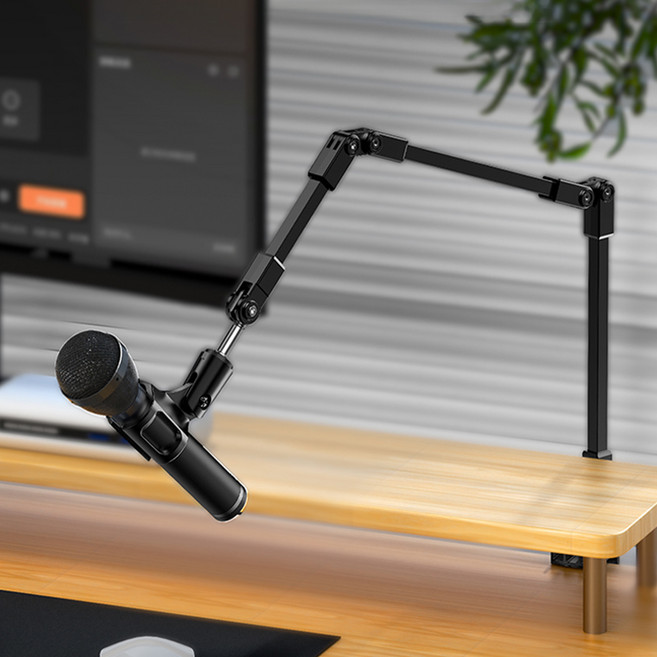 콜콜러브 접이식 붐암 마이크 스탠드 360도 조절 마이크스탠드 스튜디오 게임 녹음 방송용, 1개, 블랙, A