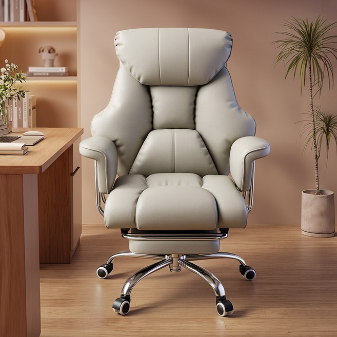 [로컬라이브] 컴퓨터 의자 XH830A 책상 학습 사무실 리클라이너 중역의자 발받침대+고정형 팔걸이, 그레이