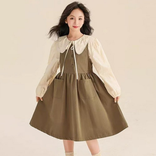 투포켓 블라우스레이어드 원피스