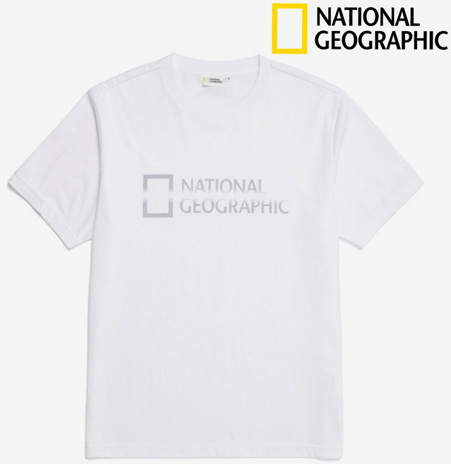 내셔널지오그래픽 남녀공용 라운드넥 반팔 빅로고 그레이페롯 티셔츠