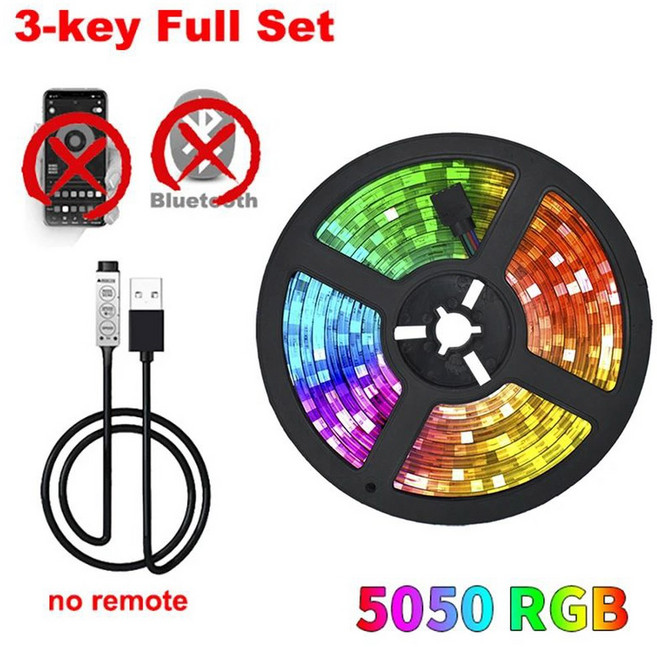 LED 스트립 TV BLUETOOH 장식에 백라이트 램프 5050 파티 테이프 USB 20M 12 LED RGB 원격 제어, 3-Key, 5m