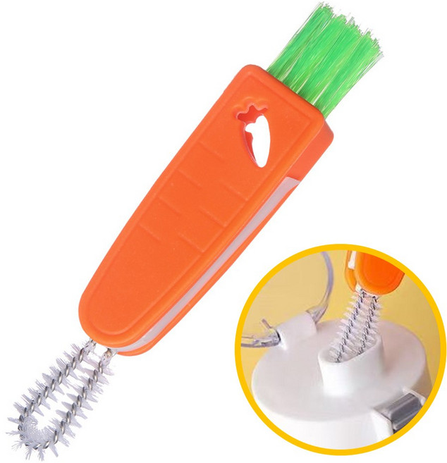 소소한다람쥐 3in1 다용도 접이식 틈새브러쉬 세척솔, 1개, 당근
