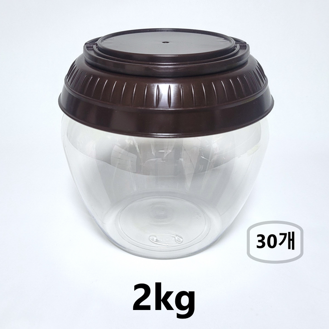 에스디상사 플라스틱 항아리 단지 (2kg) PET단지 깍두기통 김치통 고추장통 된장통 매실통, 30개