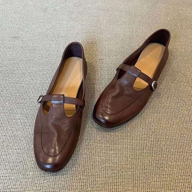 여성 플랫 슈즈 푹신한 양가죽 구두 메리제인 캐주얼 통기성 신발