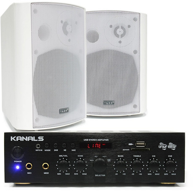 카날스 미니앰프 스피커 세트 카페 매장용 2채널, b50h520b(앰프+스피커2개(화이트))