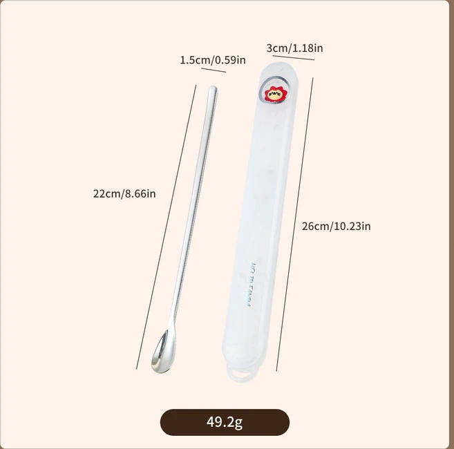 호환 WORTHBUY 316 스테인리스 스틸 스터링 스푼 박스 포함 휴대용 긴 손잡이 커피 스푼 아이스 티 스푼 식, 02 Clear A Style