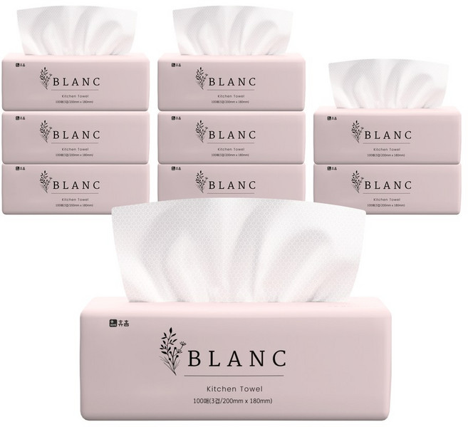 휴홈 천연펄프 블랑 뽑아쓰는 키친타월 100매x9팩, 9개, 100매입