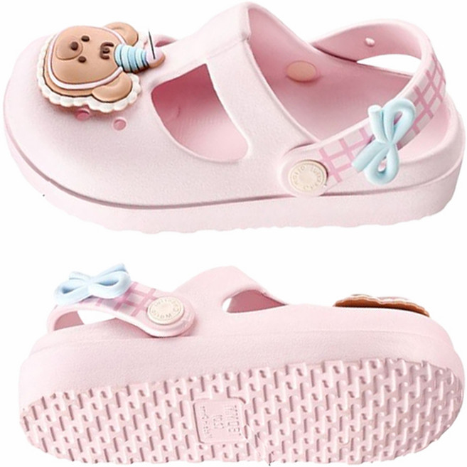 달콩슈 여아용 EVA 곰돌이 리본 샌들 슬리퍼 DKE133
