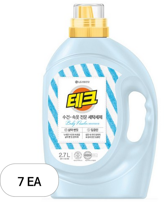 테크 수건 속옷 세탁세제 에이 본품, 2.7L, 7개