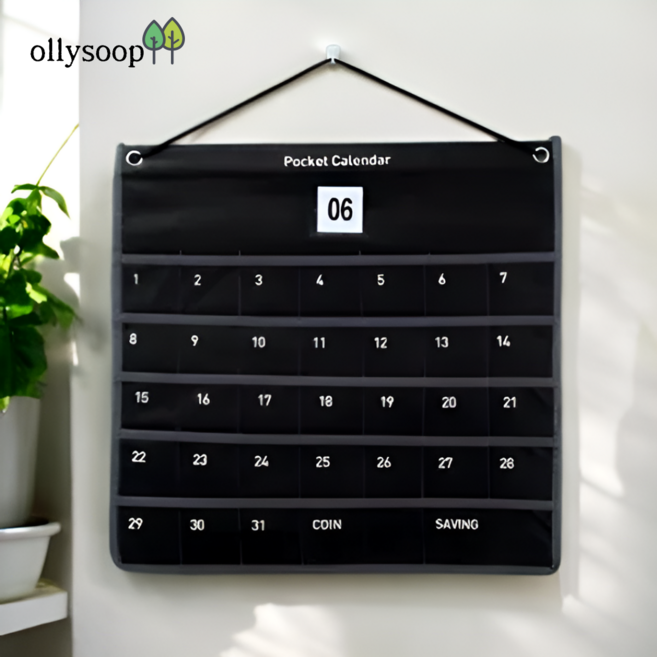 올리샵 포켓 한달 생활비 용돈 달력, 1개, 블랙
