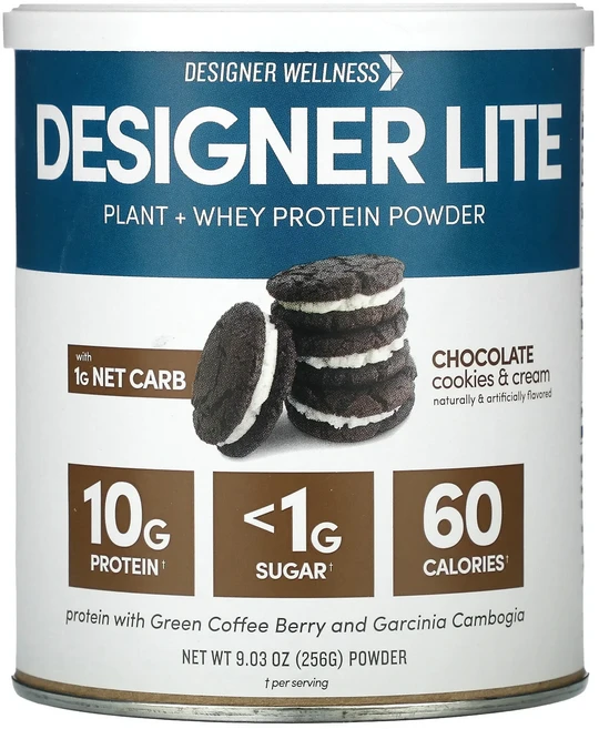 새해 건강을 선물하세요 Designer Wellness Lite Protein 저 칼로리 천연 단백질 초콜릿 쿠키 & 크림 9.03 oz (256 g) 특별관리진행, DesignerWellnessLiteProtein저칼로, 256g, 1개 - 쿠팡