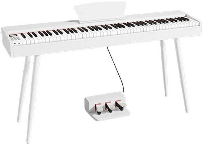 入門級電子鋼琴 88鍵標準琴鍵 多種音色選擇 藍牙連接 輕巧便攜, 木紋力度白+三踏+四支腳, 1套, LeGemCharr-5130L電鋼琴