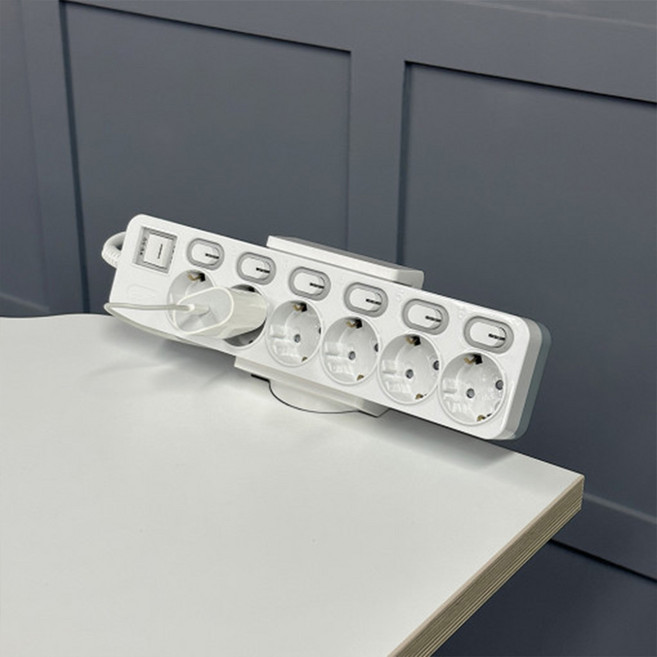 롱코 멀티탭 거치대 클램프 전선정리, 화이트, 1개