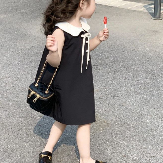 여아 원피스 민소매 카라 라운드넥 진주알 포인트