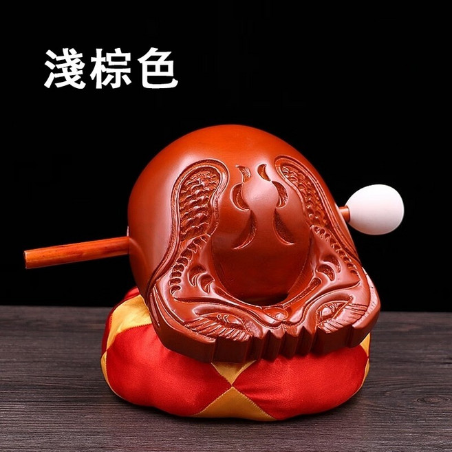 紅木雕刻香樟木木魚 (附槌子墊子) 佛教用品 誦經法器, 1個, 4寸香樟木雕刻淺棕 含木魚+墊子+棒子, 淺棕