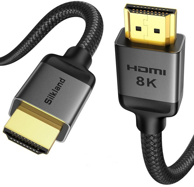 실크랜드 1FT 쇼트 10K 8K HDMI 2.1 케이블 나일론 브레이드 초고속 8K@60Hz 4K@240Hz 144Hz 120Hz 48Gbps HDR 10+ eARC ARC, 25 Feet, 1-Pack, Grey