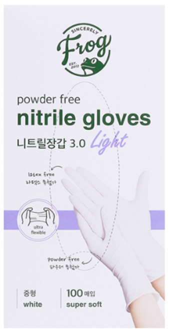 프로그 니트릴장갑 파우더프리 3.0 100매, 화이트, S, 1개